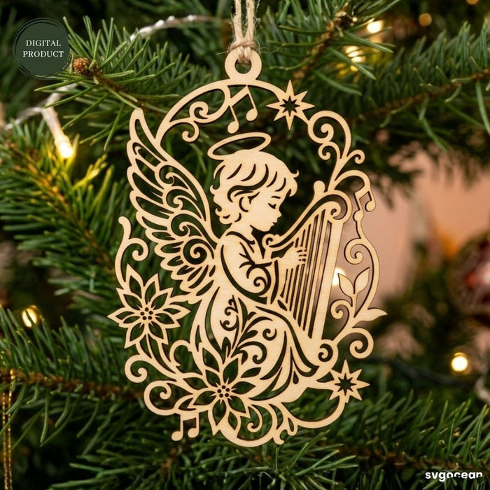 Angel Christmas Ornament SVG Bundle - Svg Ocean