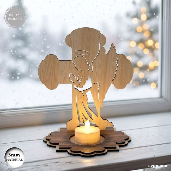 Nativity Cross Candle Holder SVG Bundle - Svg Ocean