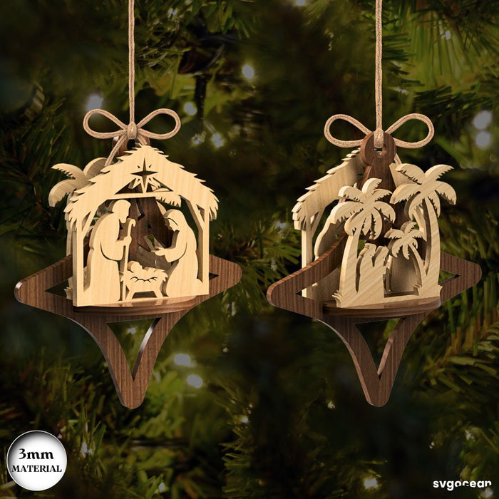 3D Nativity Scene Ornaments Bundle - Svg Ocean