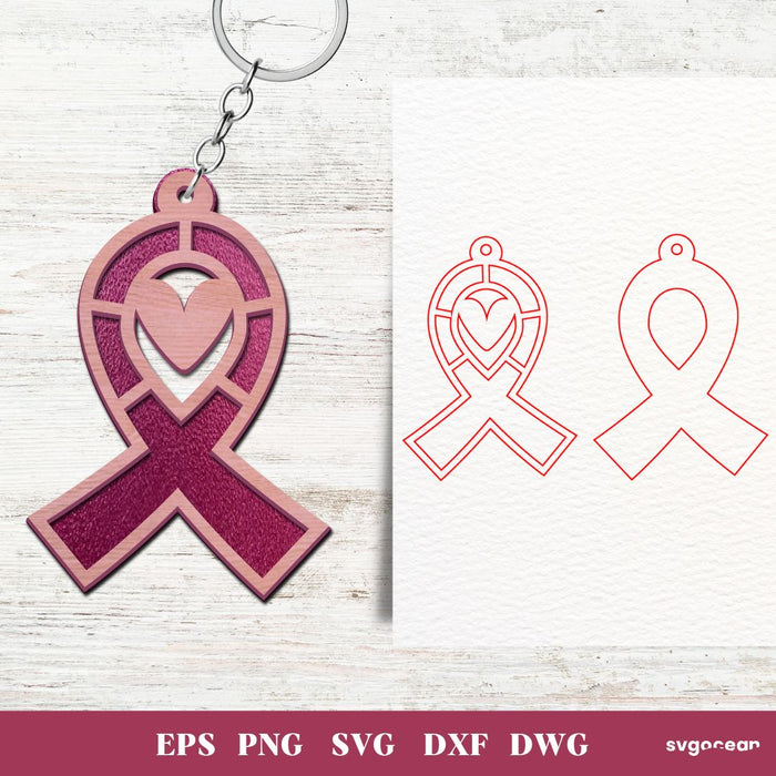 Cancer Awareness Keychains Laser Cut - Svg Ocean