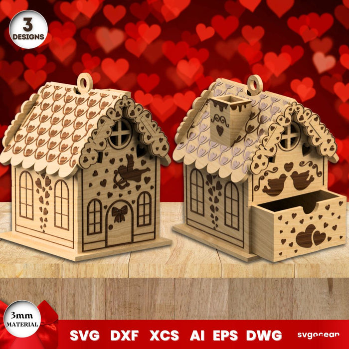 Valentine's Day House Gift Boxes - Svg Ocean