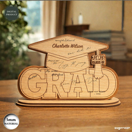 Grad 2026 Signature Sign Laser Cut - Svg Ocean