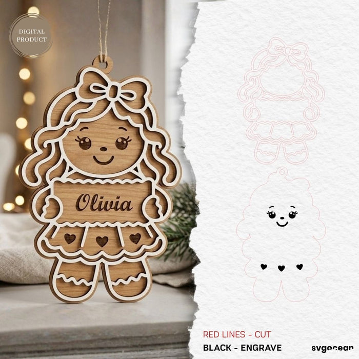 Personalized Gingerbread Ornament SVG Bundle - Svg Ocean