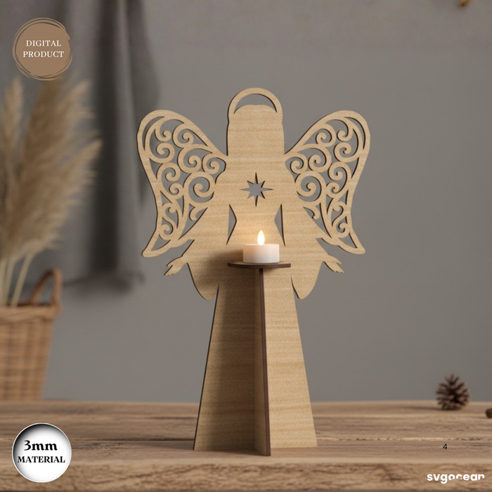 Christmas Angel Candle Stand SVG Bundle- Svg Ocean