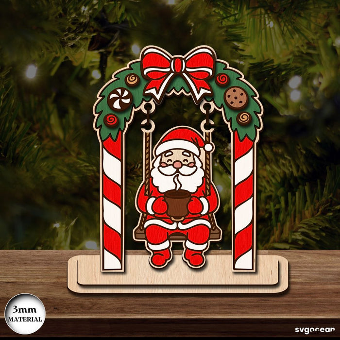 Santa Claus on Swing Laser Cut - Svg Ocean