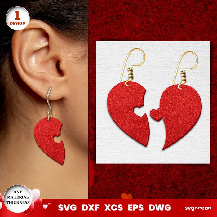 Valentine's Hearts Earrings Laser Cut - Svg Ocean