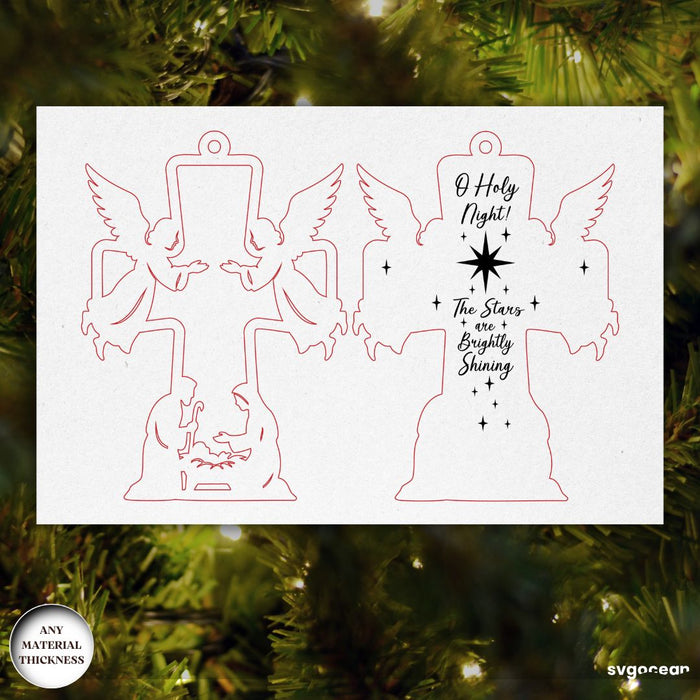 Nativity Cross Ornaments Laser Cut - Svg Ocean