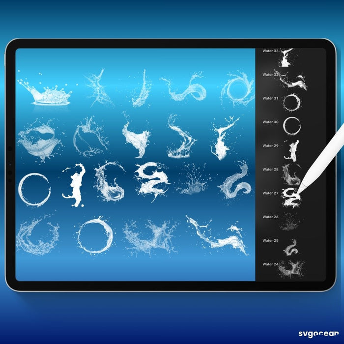 Water Procreate Brushes - Svg Ocean