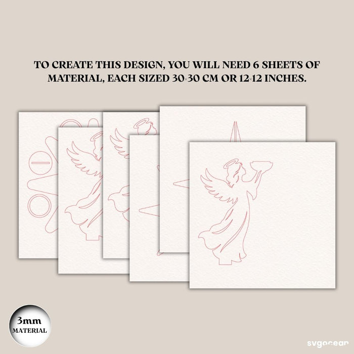 3D Christmas Angel Candle Stand Laser Cut - Svg Ocean