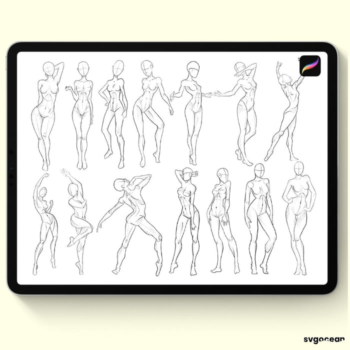 Female Pose Procreate Brushes - Svg Ocean