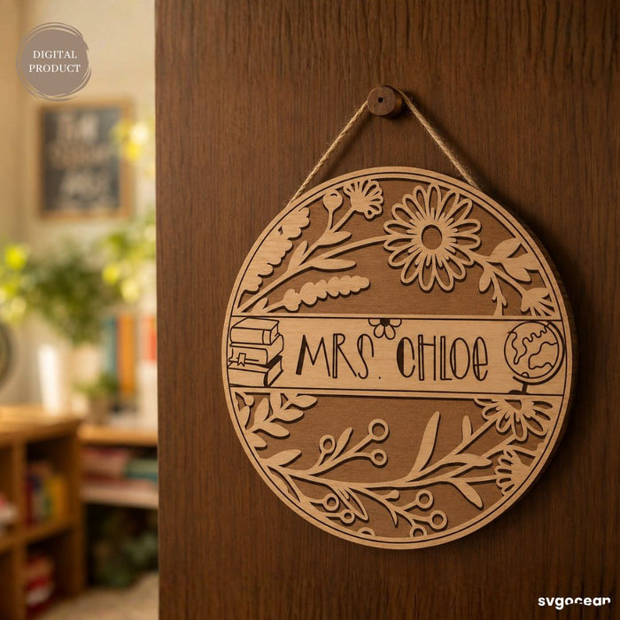 Floral Teacher Door Sign SVG - Svg Ocean
