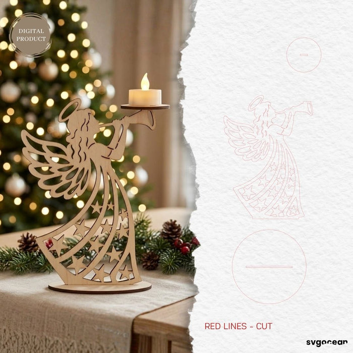 Christmas Angel Candle Holders SVG Bundle - Svg Ocean