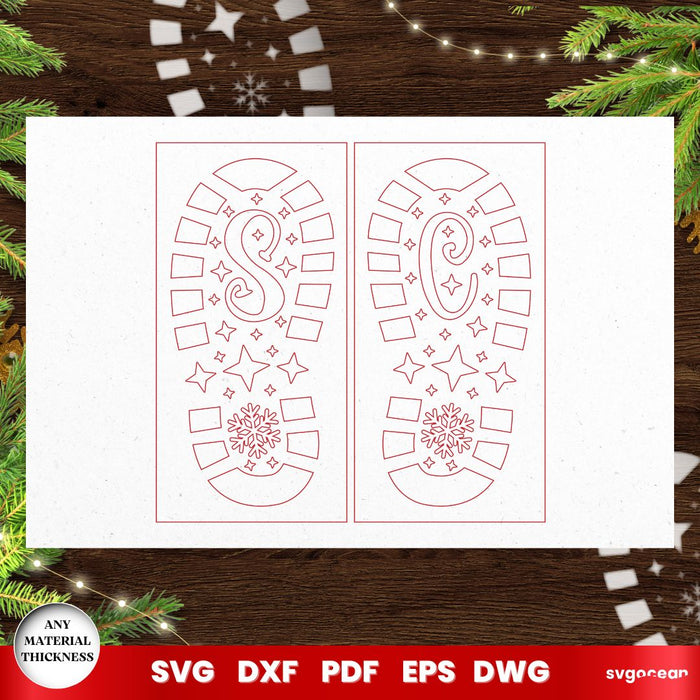 Santa Footsteps Stencil Laser Cut - Svg Ocean