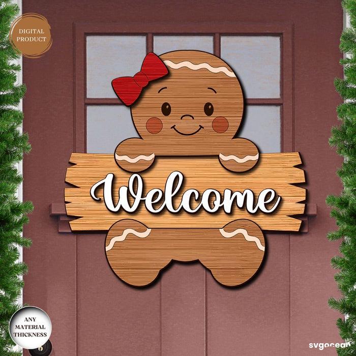 Gingerbread Man Door Sign Laser Cut - Svg Ocean