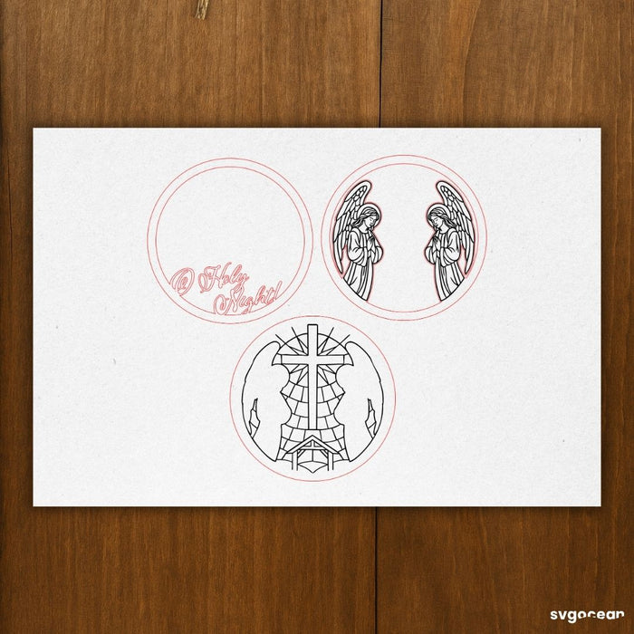 Nativity Stained Glass Door Sign Bundle - Svg Ocean