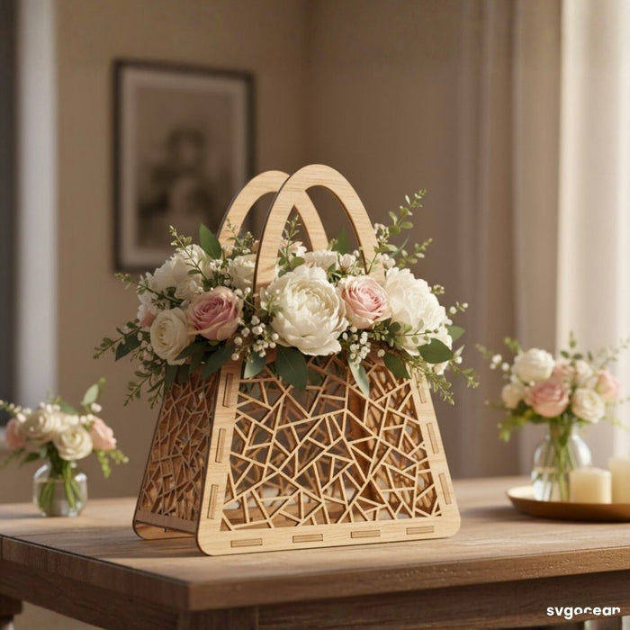 3D Flower Basket Laser Cut Bundle - Svg Ocean