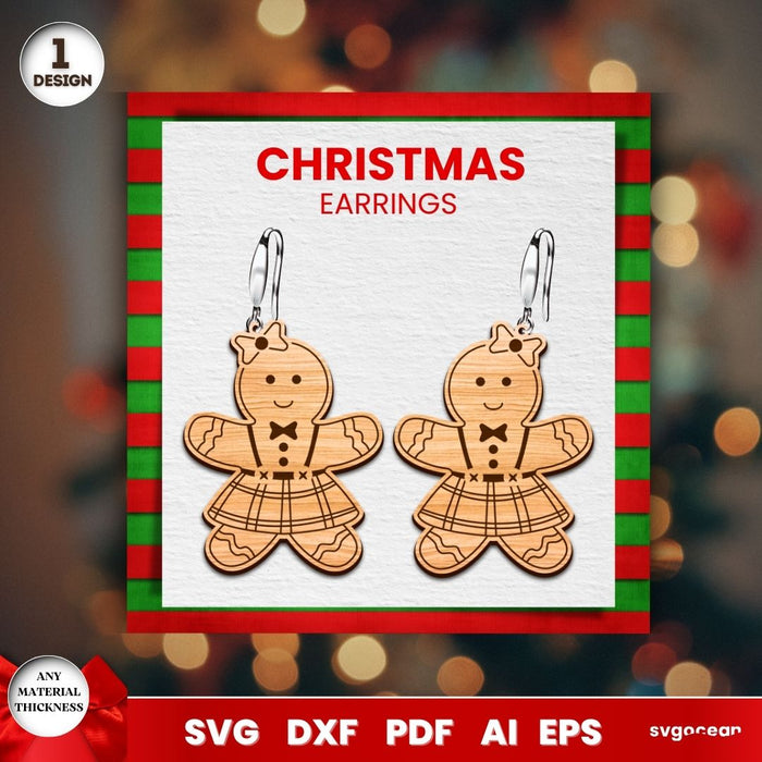 Gingerbread Man Earrings Laser Cut - Svg Ocean