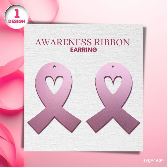 Cancer Awareness Earrings Laser Cut - Svg Ocean