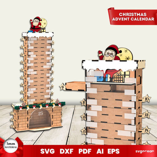 Santa in the Chimney Advent Calendar - Svg Ocean