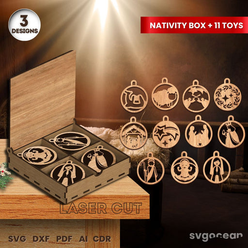 Nativity Wooden Gift Box Laser Cut - Svg Ocean