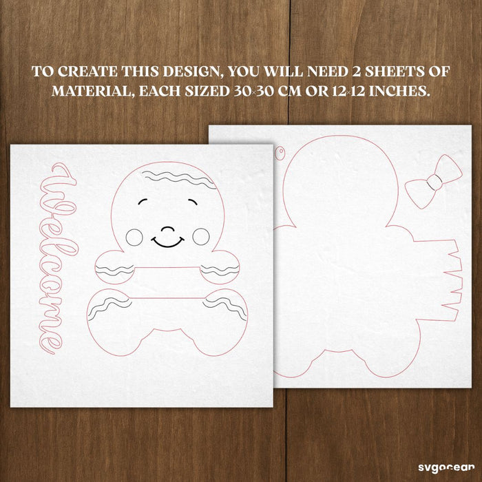 Gingerbread Man Door Sign Laser Cut - Svg Ocean