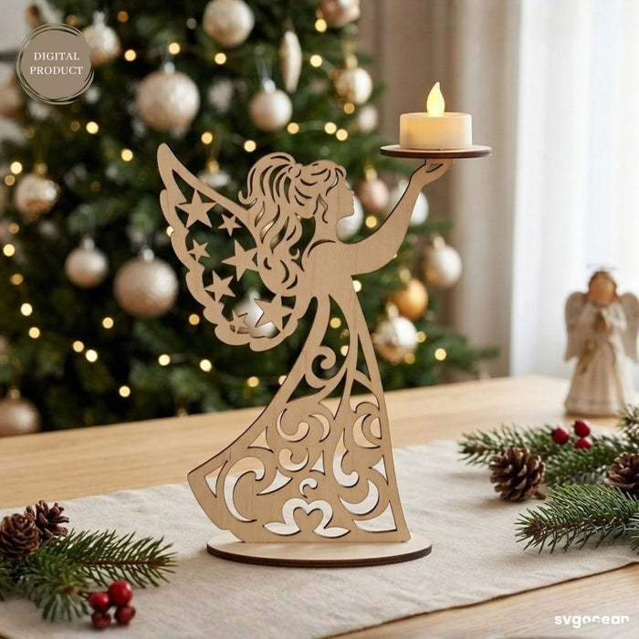 Christmas Angel Candle Holders SVG Bundle - Svg Ocean