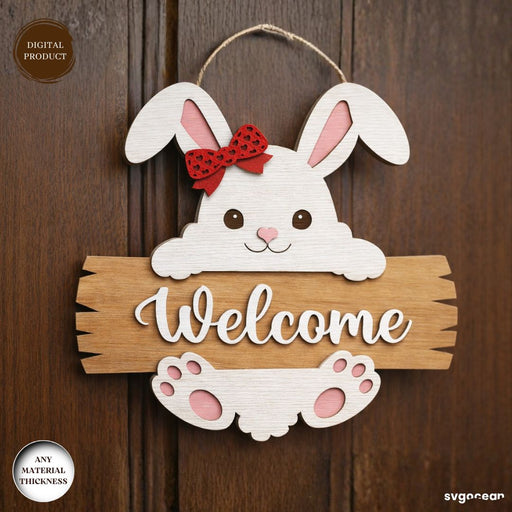 Valentine Bunny Door Sign Laser Cut - Svg Ocean