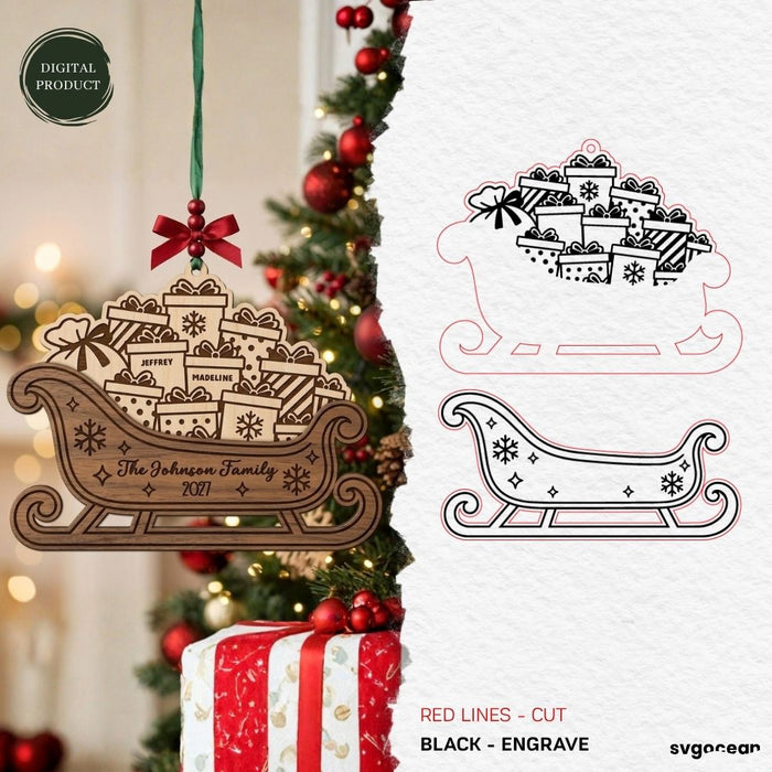 Santa Sleigh Ornaments SVG Bundle - Svg Ocean