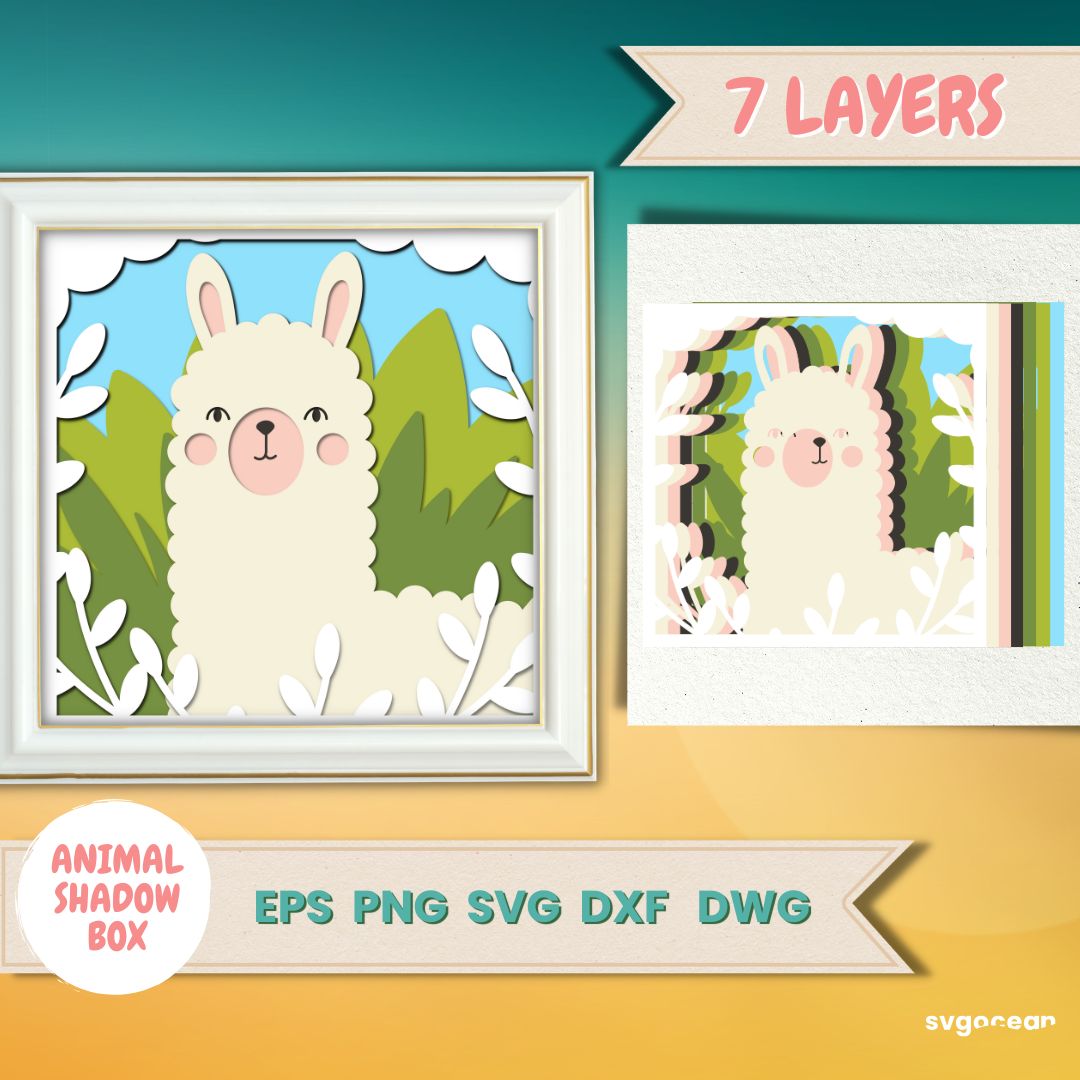 Alpaca Shadow Box vector for instant download - Svg Ocean — svgocean