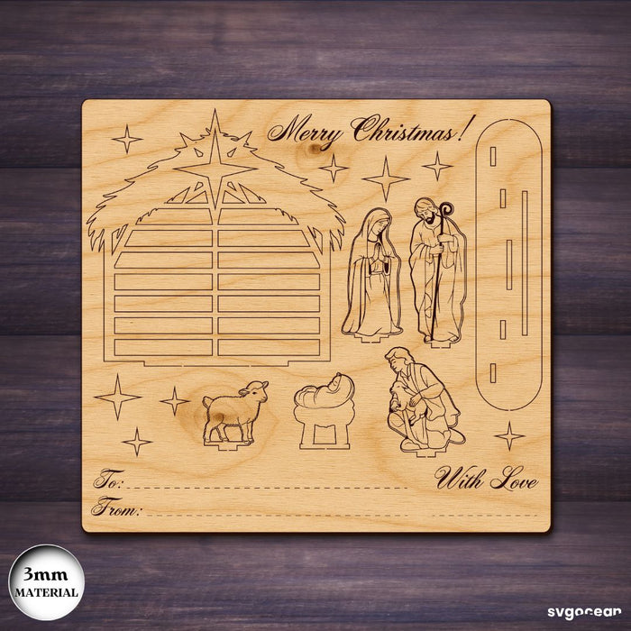 Nativity Scene Gift Cards Bundle - Svg Ocean