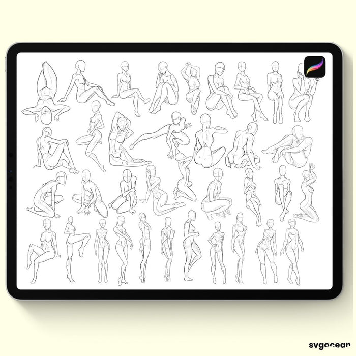 Female Pose Procreate Brushes - Svg Ocean