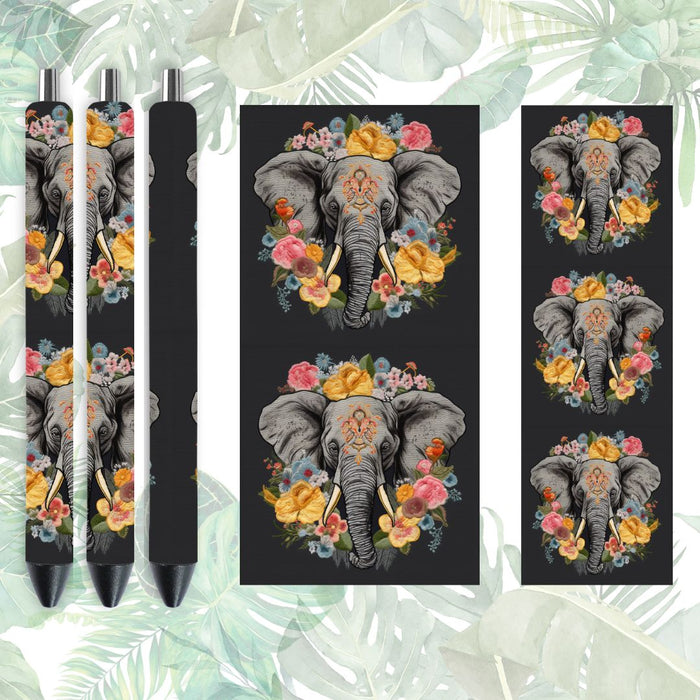 Embroidery Elephant Pen Wrap - svgocean