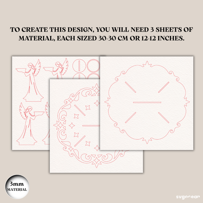 3D Nativity Angel Candle Stand Laser Cut - Svg Ocean