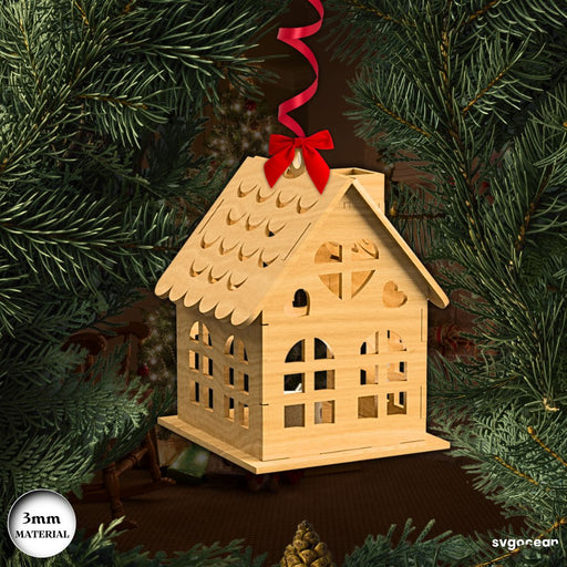 Christmas House Candle Holder SVG - Svg Ocean