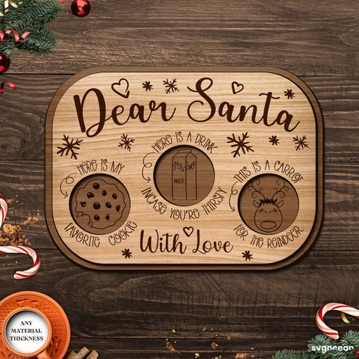 Dear Santa Tray Laser Cut- Svg Ocean