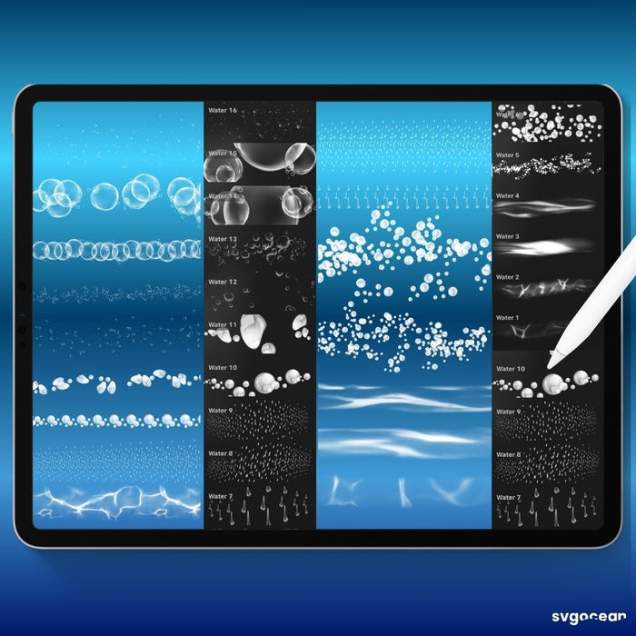 Water Procreate Brushes - Svg Ocean