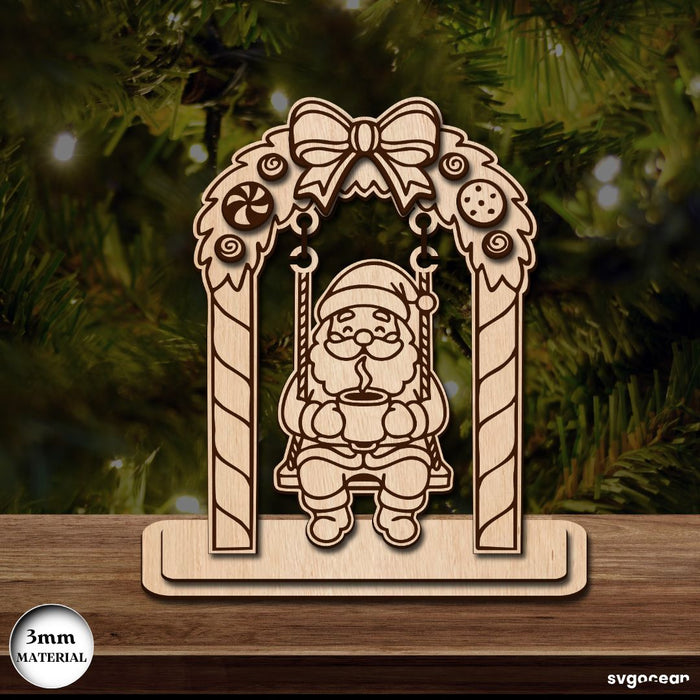 Santa Claus on Swing Laser Cut - Svg Ocean