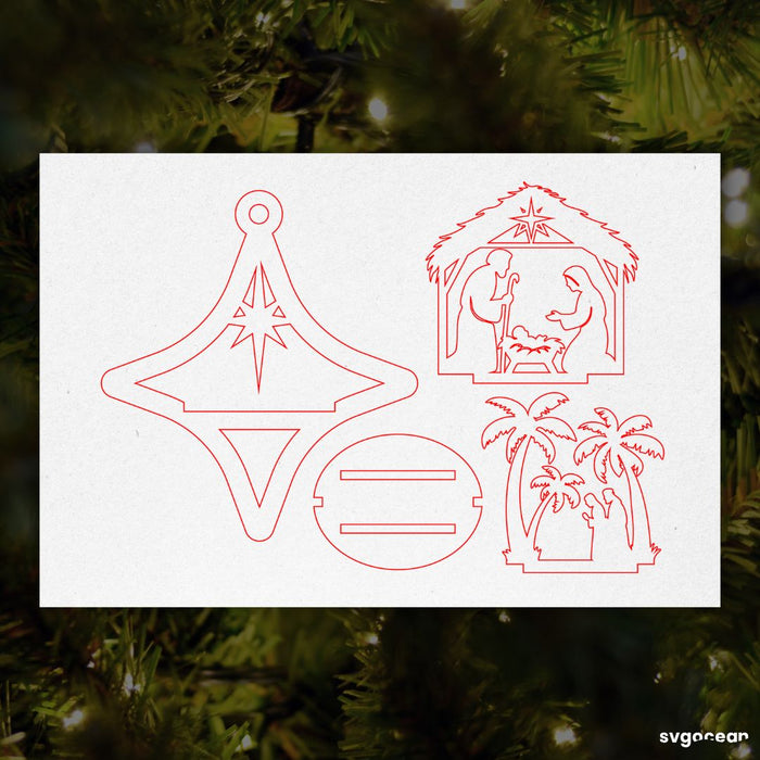 3D Nativity Scene Ornaments Bundle - Svg Ocean