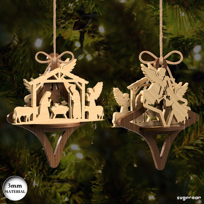 3D Nativity Scene Ornaments Bundle - Svg Ocean