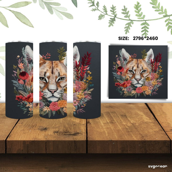 Embroidery Lynx Tumbler Wrap Sublimation - svgocean