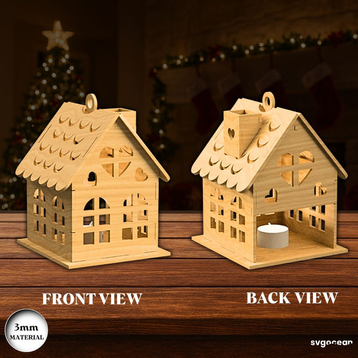 Christmas House Candle Holder SVG - Svg Ocean
