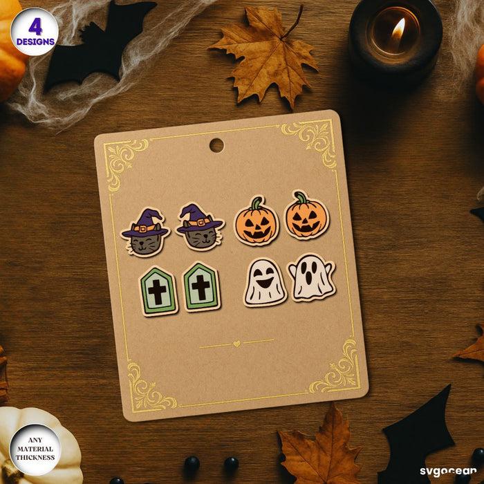 Halloween Stud Earrings Laser Cut - Svg Ocean