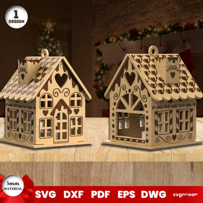 Gingerbread Christmas Houses Laser Cut - Svg Ocean