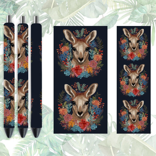 Embroidery Kangaroo Pen Wrap - svgocean