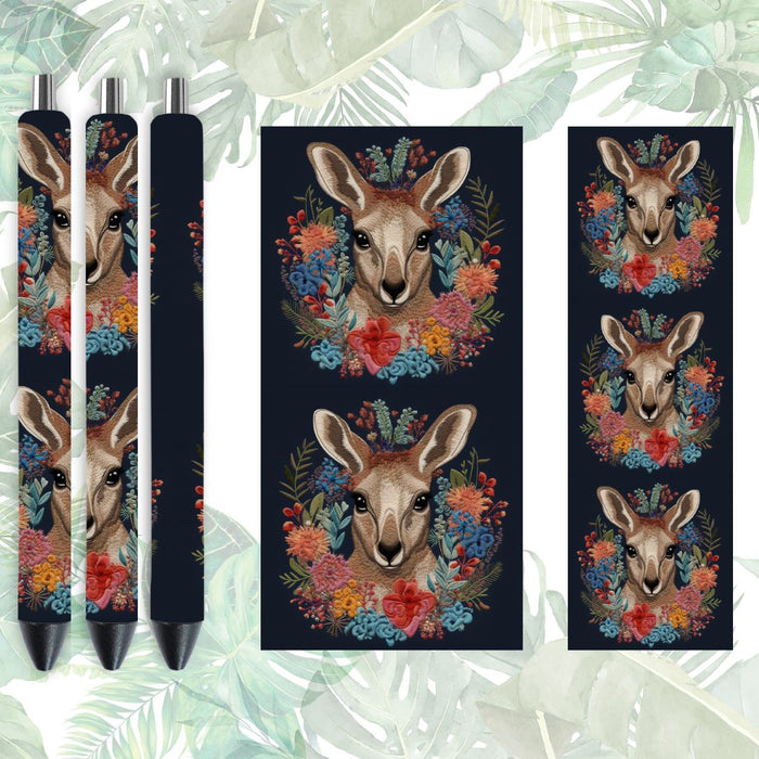 Embroidery Kangaroo Pen Wrap - svgocean