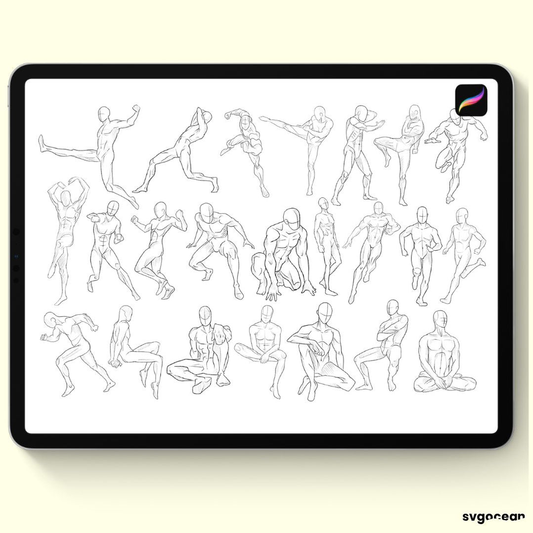 Male Pose Procreate Brushes vector for instant download - Svg Ocean ...