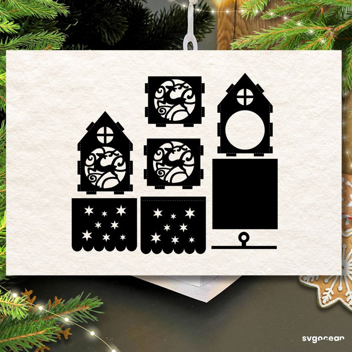 Christmas Village House Lantern SVG - Svg Ocean