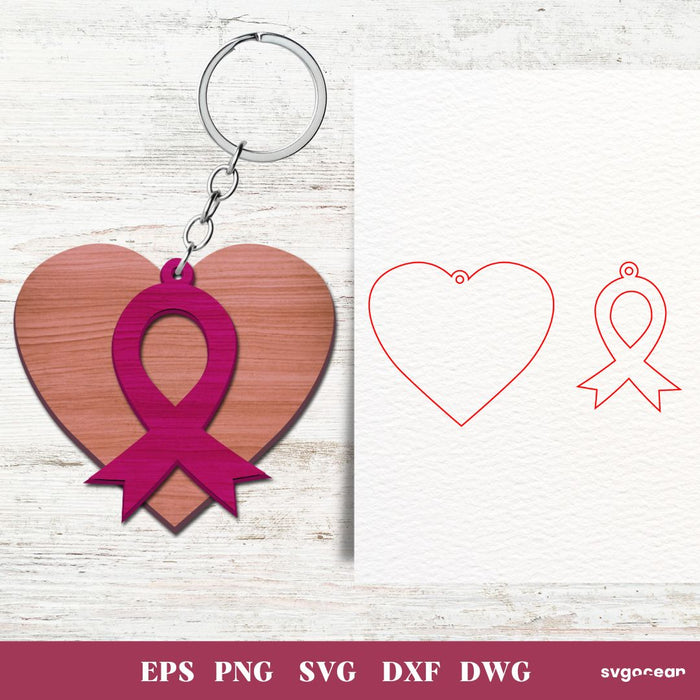 Cancer Awareness Keychains Laser Cut - Svg Ocean