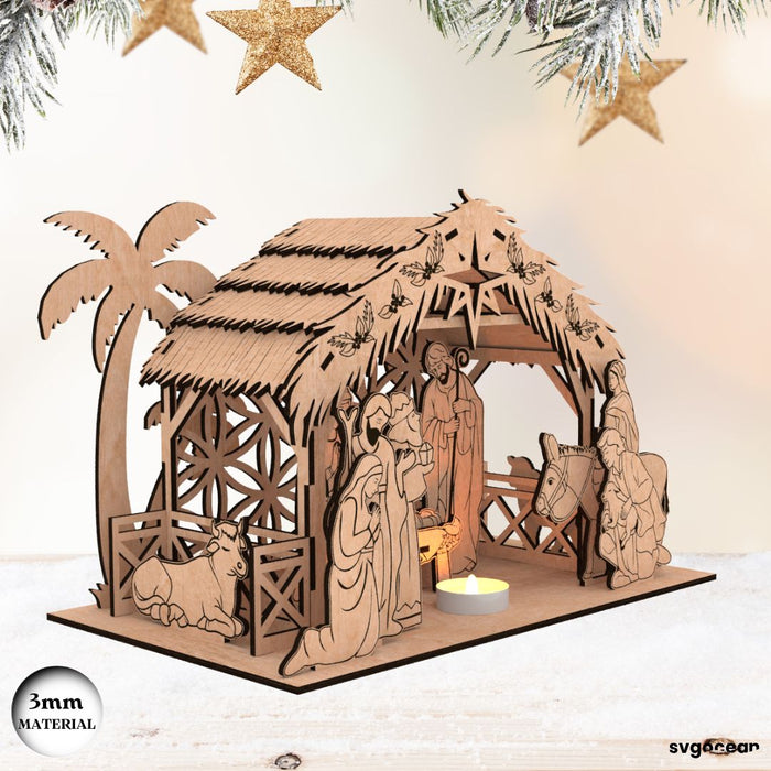 Nativity Scene Candle Holder Laser Cut - Svg Ocean