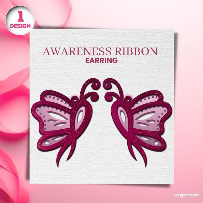 Cancer Awareness Earrings Laser Cut - Svg Ocean